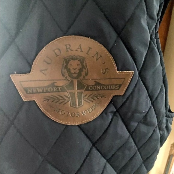 Mens Audrains Newport Concours Motor Size XL Puffer Vest Navy Blue Full Zip - Picture 3 of 9